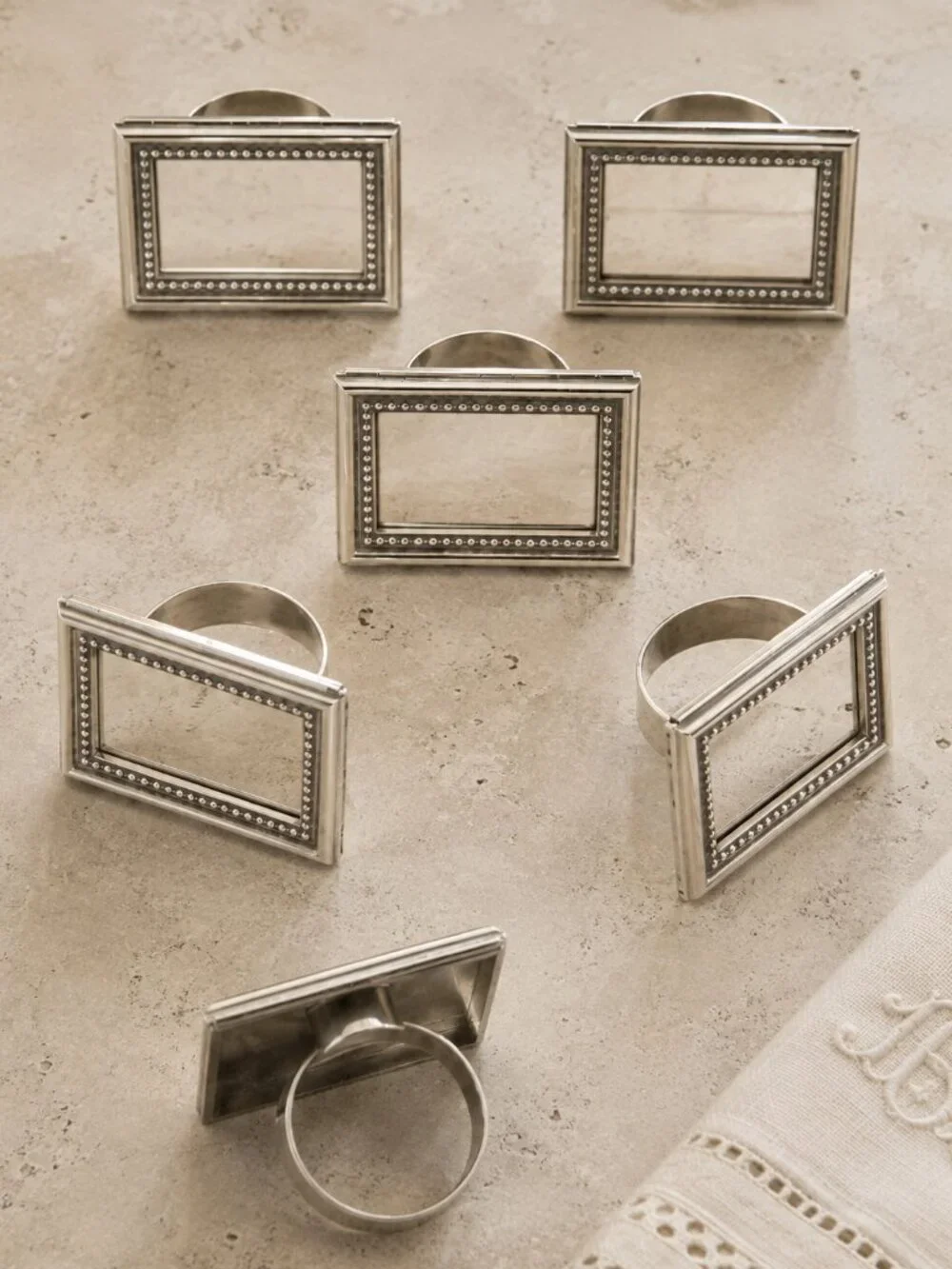 Set of 6 Vintage Silver Plated Place Card Holders Napkin Rings